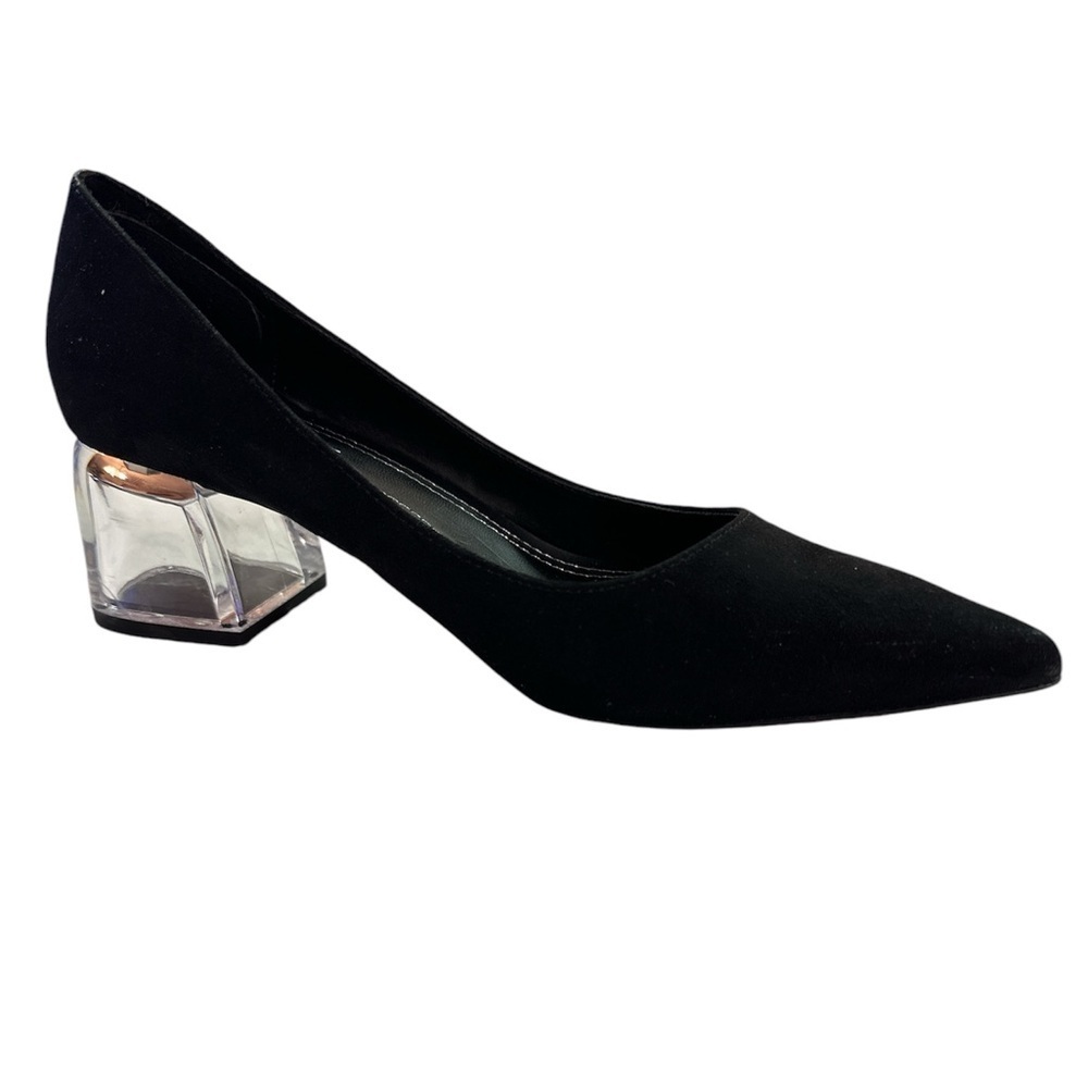Bershka Black Clear Block Heel Pointed Toe Pumps 36 Euro (5.5-6)